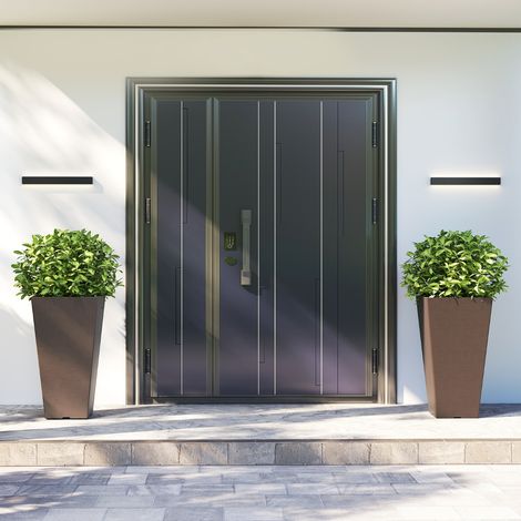Lot de 2 Jardinières Carrées en Forme de Cône 57 Cm avec Système D'auto-arrosage Pots de Fleurs avec Seau Intérieur Amovible Marron (1/3)