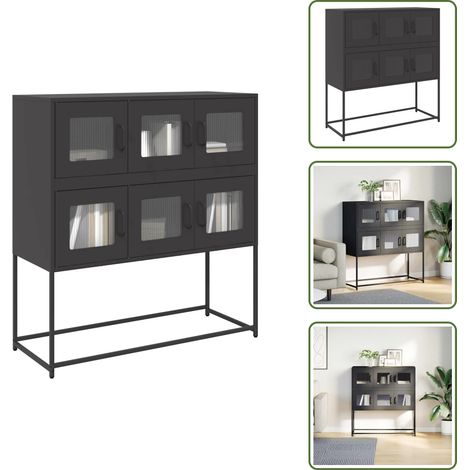Sideboard Schwarz 100,5x39x107 cm Kaltgewalzter Stahl - Sideboard - Sideboards - Kommode - Anrichte (1/5)
