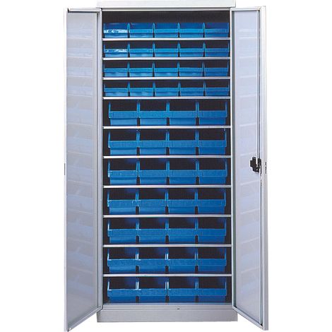 Armoire 10 tablettes avec portes équipée de bacs 1L et 3L - 5201329