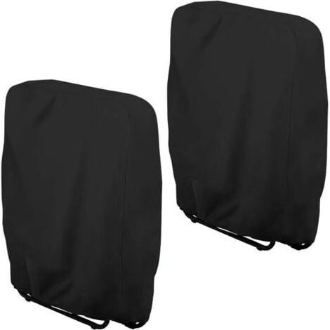 2 housses de protection pour chaises de jardin pliantes 71 x 34 x 110 cm en tissu Oxford 210D noir imperméable, coupe-vent et anti-UV (1/5)