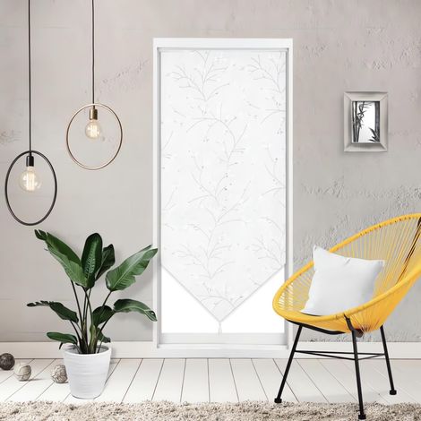1 voile de porte, polyester, blanc, motif floral, 70x200 cm, pour fenêtre (1/2)