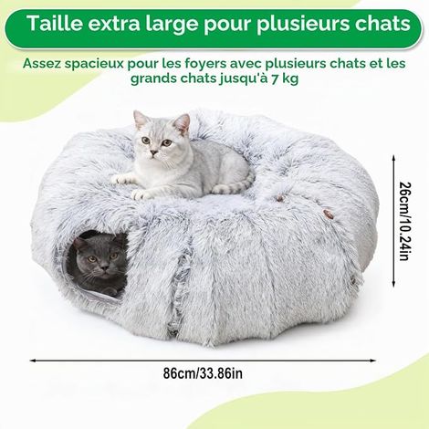 Cat Tunnel Cat Toy Plush Cat Tunnel Indoor Cat Tunnel Cat Tunnel Soft Cat Bed with Two Entrances Cat Cave Grey (1/4)
