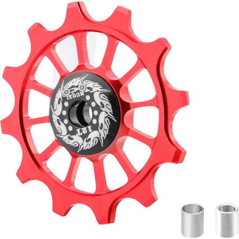 Galet de dérailleur arrière usiné avec précision pour VTT, destiné aux cyclistes professionnels (rouge). (1/5)