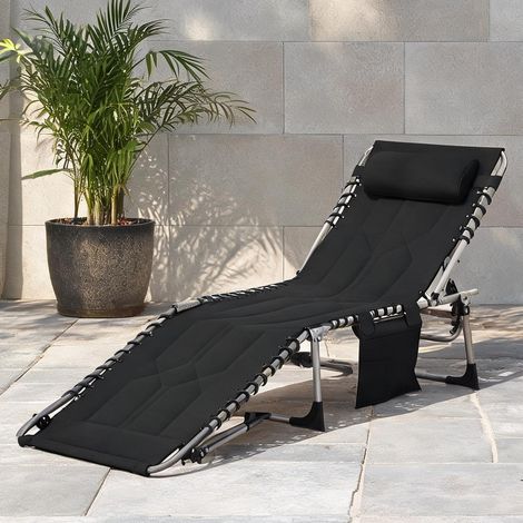 Transat coloris noir en acier Polyester 188 x 57 x 30 cm (1/5)