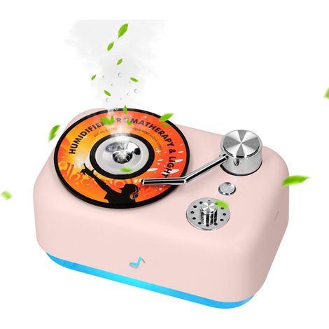 Mini humidificateur USB 300ml – Veilleuse + diffuseur arômes – Design rétro phonographe – Silencieux – Pour chambre, bureau, chambre bébé (1/5)