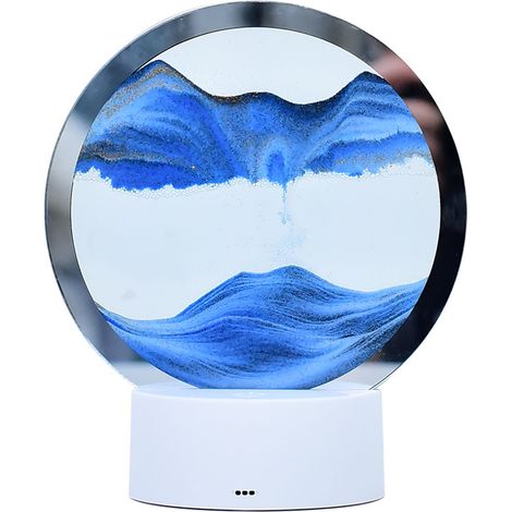 Lampe de table effet sable, 7 couleurs, lampe de table 3D sablier, lampe de chevet artistique effet sable mouvant pour chambre à coucher, chambre d'hôtel, vert, bleu (1/5)