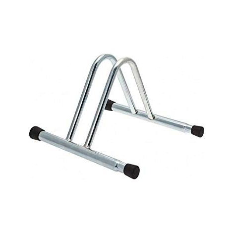ANDRYS - Rastrelliera Porta Biciclette a Terra Modulabile 1 Posto, con Tappi in Pvc Neri, in Acciaio Zincato, Colore Argento, 38.5 x 38 x 26 cm (1/5)