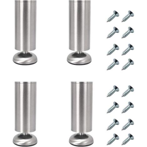 JSSEVN- Lot De 4 Pieds Réglables Pour Meubles 18 Cm De Long, Extra Épais, En Acier Inoxydable, Très Résistants, Meuble De Table Basse, Pieds De Télévision, Pieds De Support De Canapé (1/5)