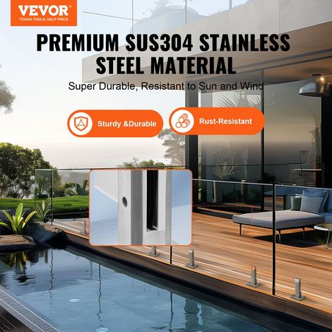 Pinces à verre carrées pour garde-corps en verre trempé de 8 à 12 mm, 10 pcs, pince de montage de verre en acier inoxydable 304, épaisseur de 3 mm pour balcon, jardin, piscine, escalier, argent (1/5)