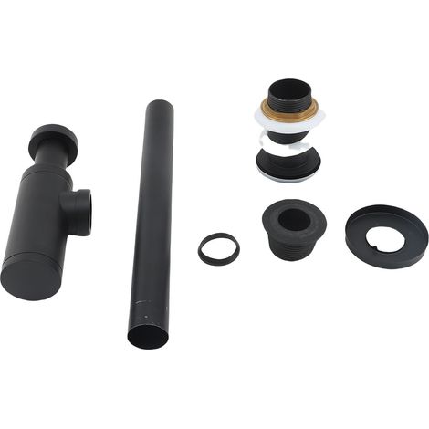 Kit de vidange d'évier de salle de bains en acier inoxydable 304, ensemble de tuyaux de Drainage droits pour lavabo mural pour salle de douche noir (1/5)