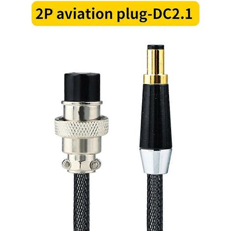 Câble d'alimentation Aviation 2P vers DC2.1/2.5 pour audio, longueur 0.75m (1/4)