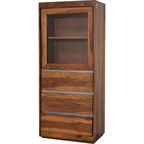 Vitrine Sheesham 63x40x147 noble unique lackiert SYDNEY 104