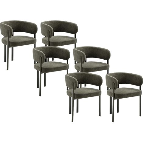 Lot de 6 chaises en tissu et métal - Vert - CIBARO (1/5)
