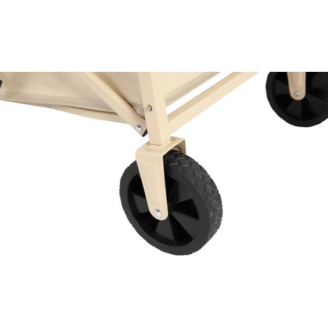 Chariots de plage pliables, légers, portables et robustes avec roues - Chariots utilitaires d'extérieur pour courses, camping, shopping, sports, jardinage avec grande capacité - Beige
