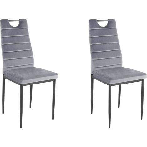MandyLot de 2 chaises de salle à manger en velours gris (1/5)