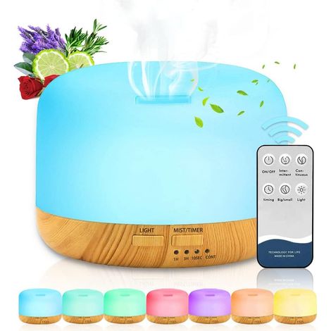 Diffuseur D'arômes 450ML, Diffuseur d'Huiles Essentielles Humidificateur Ultrasonique avec 7 Couleurs LED (1/5)
