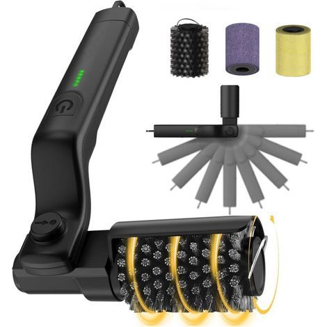 Brosse électrique rotative pour barbecue extérieur, 3 vitesses, en acier inoxydable 304, sans poils qui se détachent, autonomie de 90 minutes. (1/5)