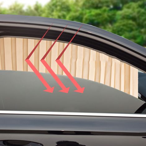 Stores Pare-Soleil Magnétique Rideaux Auto Latéraux Protection UV Universelle Voiture, Couvre-Fenêtres Dorés 4 Pièces (1/5)