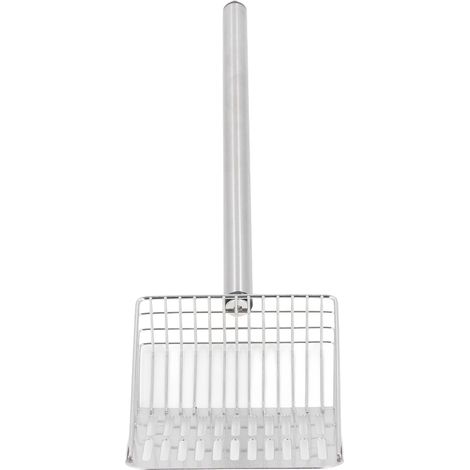 Pelle à litière pour chat à long manche en acier inoxydable, pelle à déjections fécales pour chat, pelle à déjections de poules, noire (1/5)