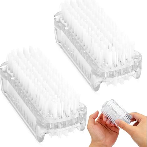 Brush À Ongles - Double Face - Pour Nettoyage Chaussures Vêtements Éviers Cuisines Plaques De Cuisinière - Transparent - Lot De 2