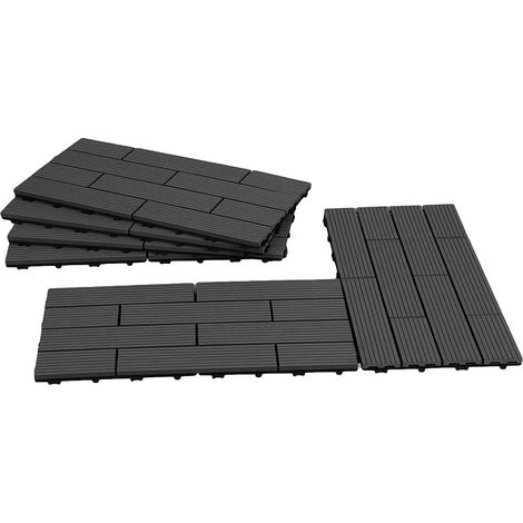 Jiubiaz 36 unidades Antracita Baldosas de terraza WPC 30x60 cm, efecto madera, impermeables, duraderas y fáciles de instalar (1/5)
