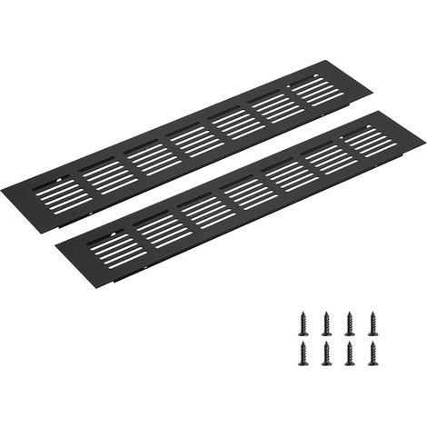Rectangular Ventilation Grille, Aluminum Alloy Vent Grille Louver Vent Cover with Mounting Screw (300X60mm/12"X2", Black) (1/5)