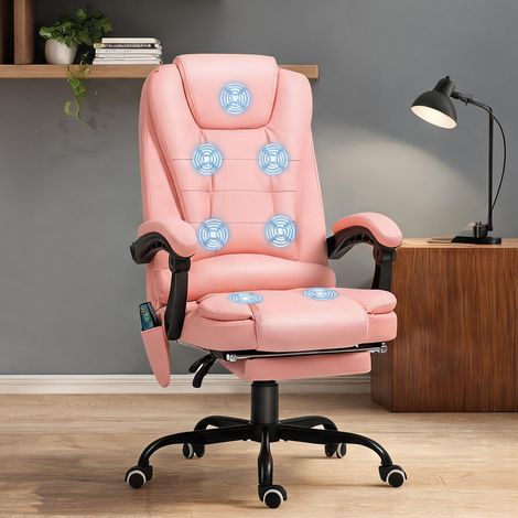Chaise de bureau coloris rose en PU 67 x 79 x 121 cm (1/5)