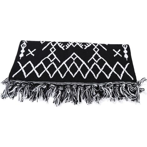 Tapis de couloir tissé, doux, portable et décoratif, long tapis de sol en coton et lin avec pompons pour salon, chambre, cuisine (1/5)