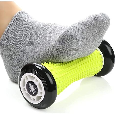 Balle de massage pour les pieds - Rouleau musculaire pour les fascias et les pieds - Rouleau de gymnastique en silicone avec picots - Noir (1/5)