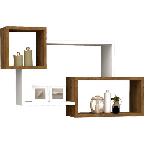 Mensola Etnea, 4 Ripiani, Colore Struttura Marrone, Sfumatura Colore Struttura Noce, 91x22x51h cm Bianco