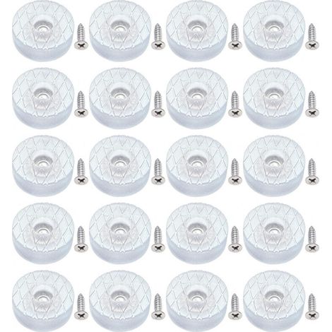 20 protectores de suelo redondos de silicona de 30 mm, antideslizantes y silenciosos, con tornillos, aptos para patas de sofá y cojines de silla.