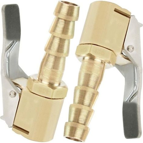 2 Pices Embout de Gonflage,Embout Gonflage Pneu Voiture,Embout Gonfleur avec Clip,Gonflage Valve Clip Pince Connecteur Adaptateur,pour Valves de Pneu,en Laiton,8mm (1/4)