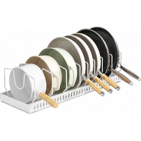 Étagère à casseroles réglable, blanche, rétractable horizontalement, 12 rangées, pour placard de cuisine, 40-60 cm (1/5)