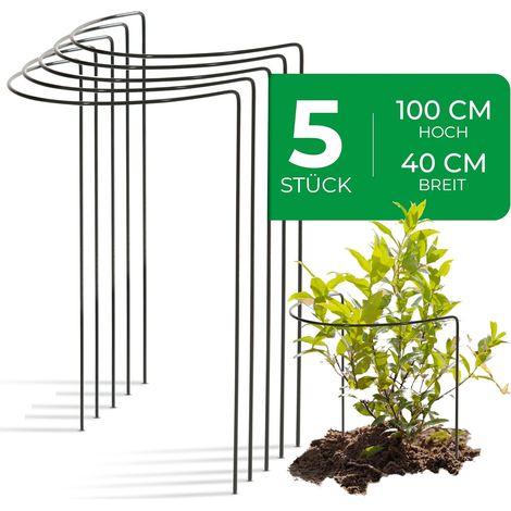 Supports semi-circulaires pour arbustes, 40 cm Ø, 100 cm H, verts, métal