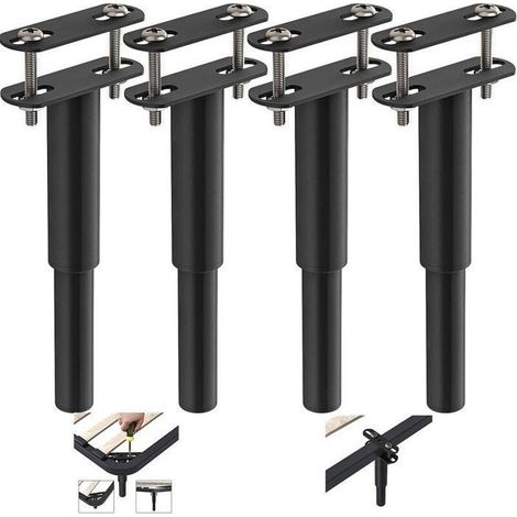 4pcs Pieds de lit réglables en métal rétractables de 18 à 33 cm - pour Meubles de Cuisine, placards, canapés, Lits (1/5)