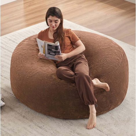 Sitzsack 120x120x60 cm aus Schaumstoff, Braun, faltbar, platzsparend – MEUBLIV (1/5)