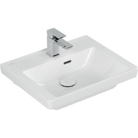 Lavabo del bañoV&B Subway 3,500x400 mm fregadero con desbordamiento con orificio para toque blanco C+ (1/4)