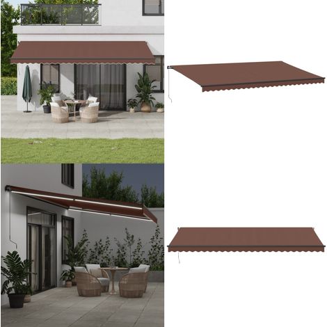 Markise Manuell mit LEDs Braun 600x300 cm - Markise - Gartendekoration - Sonnenschutz - Outdoor Möbel - Terrassenzubehör - Home & Living (1/5)