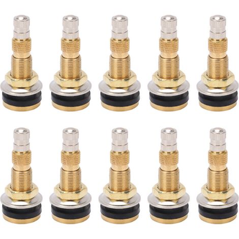 Jeffergarden Tige de Valve de pneu sans chambre à Air liquide, 10 pièces, en laiton 1 7/8 pouces TR618A pour tracteur, trou de Valve de 0,625 pouces