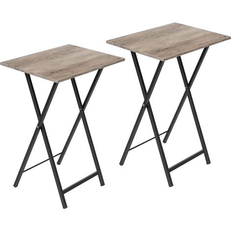 Side Table 2 Set, Folding Tray Table, TV Trays, Industrial Snack Tables for Eating at Couch, End Table for Small Space, for Easy Storage, Stable Metal Frame, HOOBRO EBG25BZ01 (1/5)
