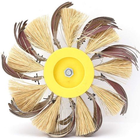 Roue de Polissage, Brosse de Polissage en Tissu Abrasif pour la Ponceuse de Meuleuse Rotative Manuelle/Électrique 6mm Arbre Monté(180) (1/4)