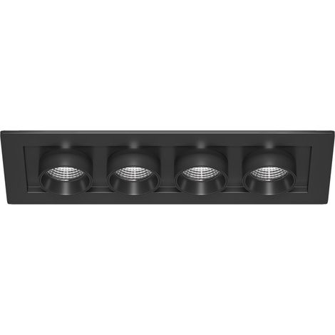 Mini Oxo Rect 4 Luci Faretto LED da Incasso 24W CCT Switch 2700K/3200K/4000K Nero Opaco - Orientabile 355° - Beneito & Faure