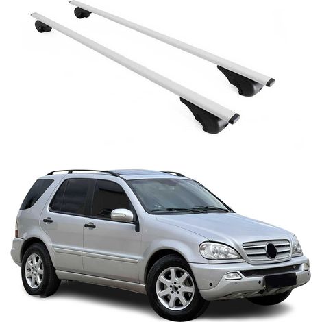 OMAC Dachträger Querträger für Mercedes M Klasse W163 1998-2005 – Abschließbar – Max. 75 kg – 2 Stangen Stahl Silber (1/5)