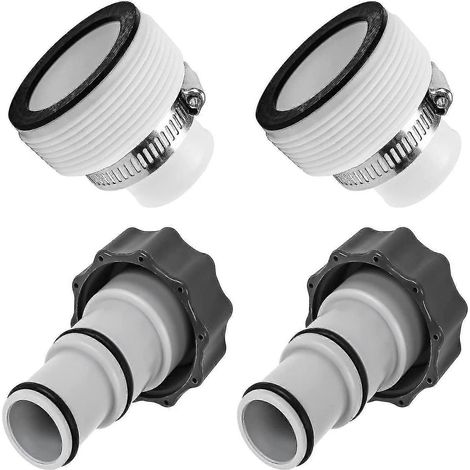Lot de 4 raccords pour tuyau de pompe de piscine, 2 types de raccords filetés, adaptateurs de conversion pour tuyaux de pompes (voir ci-dessus). (1/5)