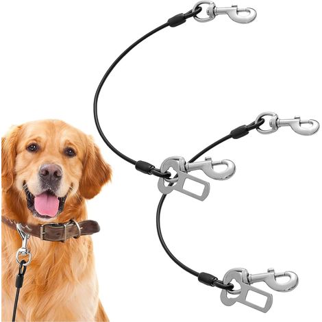 2 Pièces Ceintures de Sécurité pour Chien, Anti Morsure Laisse pour Chien, Harnais de Voiture, Cordes D'extension de Laisse avec Crochet Pivotant à 360 Degrés, Résistant à la Mastication (1/5)