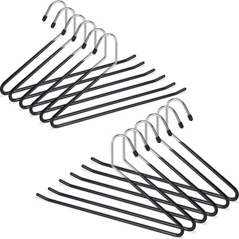 Set mit 12 rutschfesten Hosenbügeln aus Metall und PVC, 35 cm (1/4)