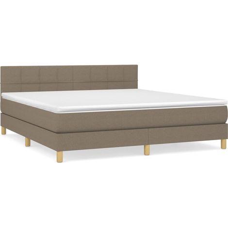 Maison Exclusive - Sommier à lattes de lit avec matelas Taupe 160x200 cm Tissu (1/5)