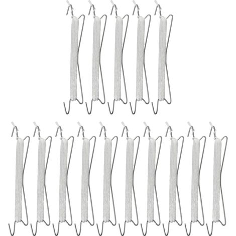 Colgador de tomates – Gancho de soporte galvanizado de 3 mm para invernaderos – Cuerda de nylon para colgar de 15 m (15 unidades)