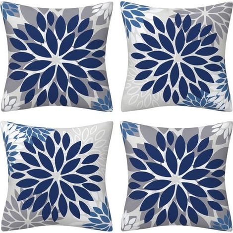 Ensemble de 4 housses de coussin d'extérieur imperméables, 45 x 45 cm, décoratives style bohème, pour balcons, salons, terrasses, jardins (1/5)