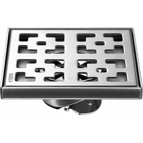 1pc Drain de Douche en Acier Inoxydable Carré Caniveau de Douche avec Grande Calibre Anti Encrassement Drain 15X15cm (1/5)